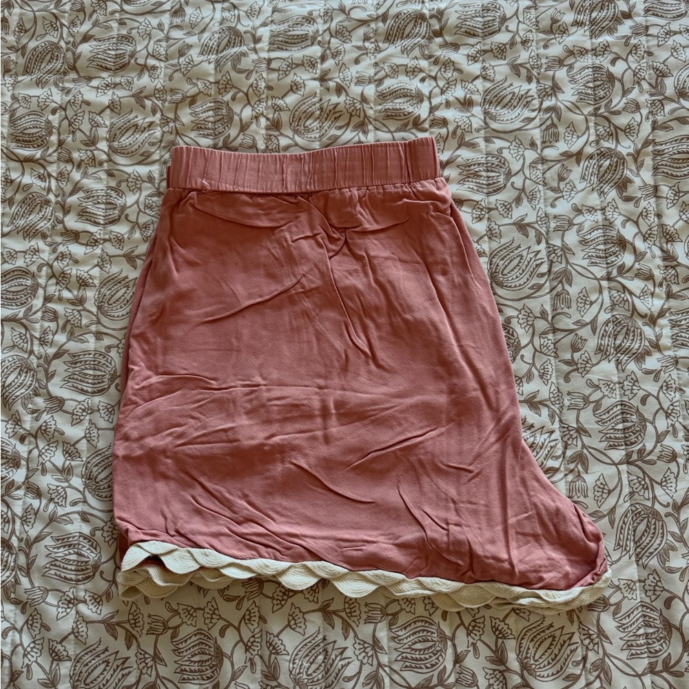 Elegant Pink Skirt with Cream Trim